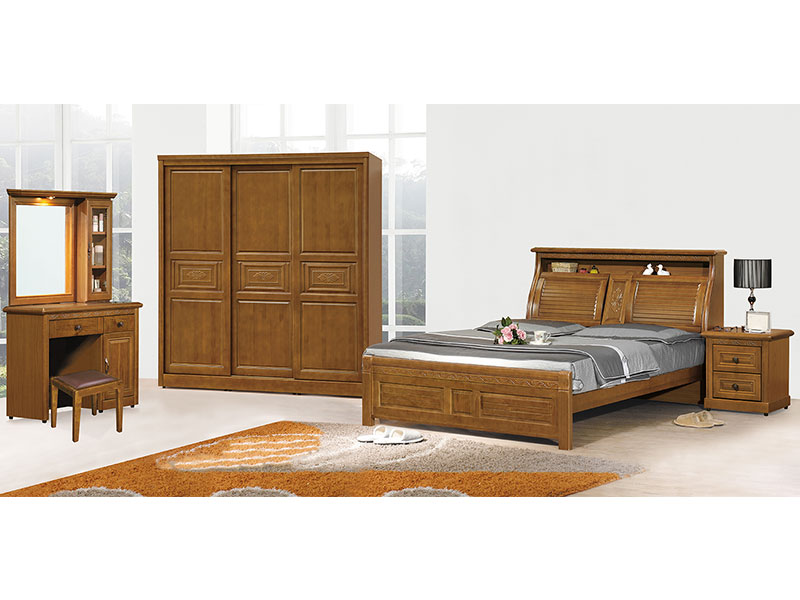 雕花樟木臥室床組系列